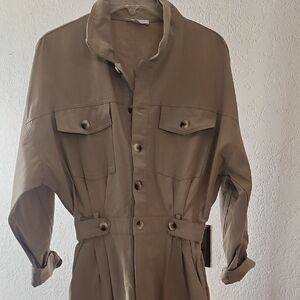 Stylish Tan Jumpsuit with Button Accents NWOT